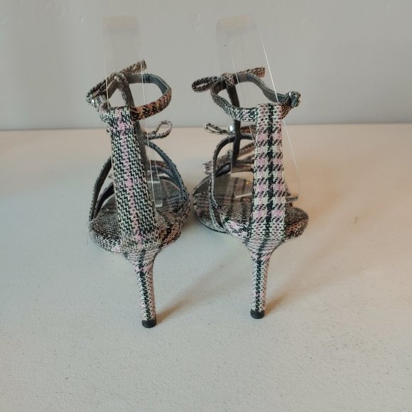 Zara Multicolor Plaid Sandals with Pearl Accents - Picture 5 of 10